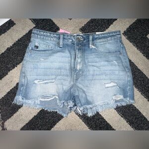 KanCan Light Blue Distressed high rise Denim Cutoff Shorts